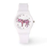 Pink Heart Horse Customizable Girls Watch | Zazzle display picture 1