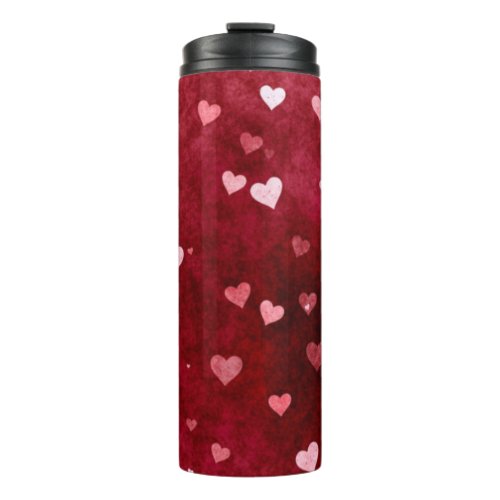 White And Pink Hearts Thermal Tumbler
