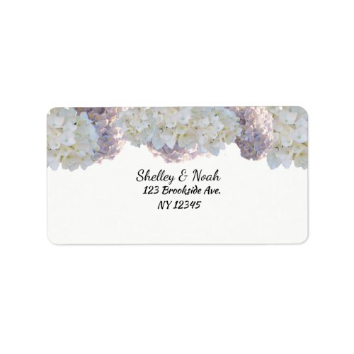 White and Pink Hydrangea Floral Address Label