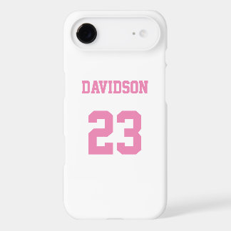 White and Pink Jersey Name Number Protective iPhone 17 Air Case