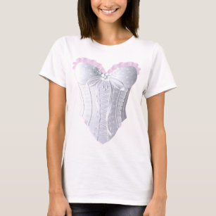 White and Pink Lace Corset T-Shirt