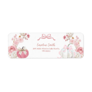 White and Pink Little Pumpkin Address Label