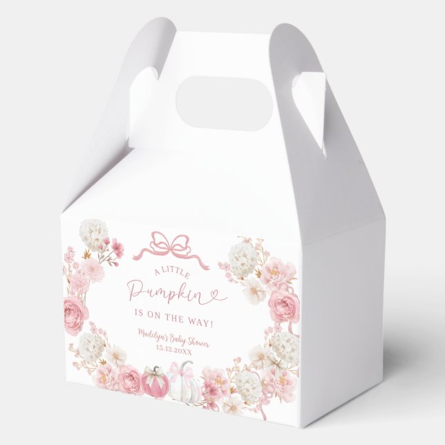 White and Pink Little Pumpkin Baby Favor Box (Back)