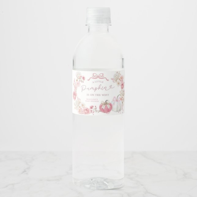 White and Pink Little Pumpkin Bottle Label (Front)