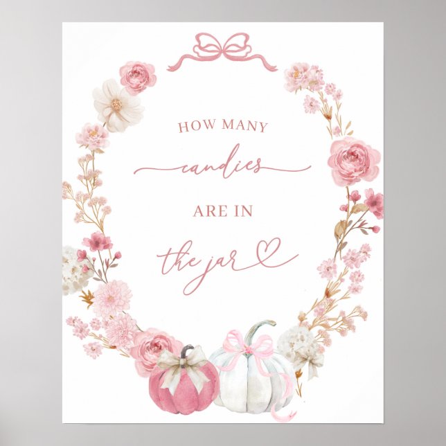 White and Pink Little Pumpkin Card and Gifts Poster (Front)