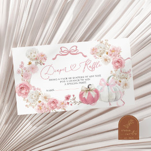 White and Pink Little Pumpkin Diaper Raffle Enclosure Card