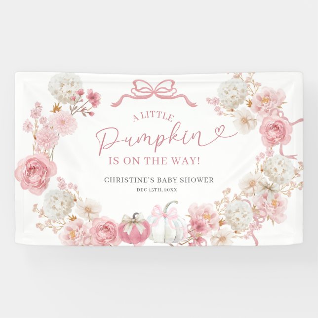 White and pink Little Pumpkin Large Banner (Horizontal)