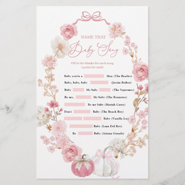 White and Pink Little Pumpkin Name That Baby Song (Front)