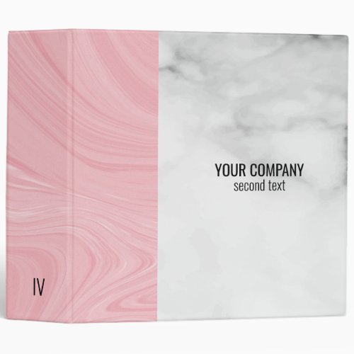 White And Pink Marble 3 Ring Binder