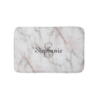 White And Pink Marble Design Bathroom Mat