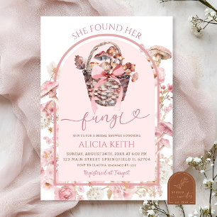 White and Pink Mushroom Bridal Shower Invitation