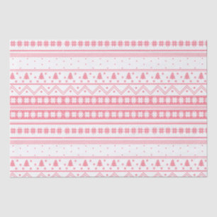 White And Pink Nordic Sweater Christmas Pattern  Tissue Paper