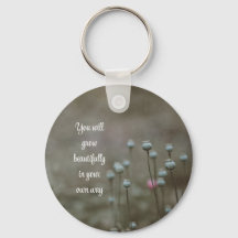 White and pink petaled flower Keychain