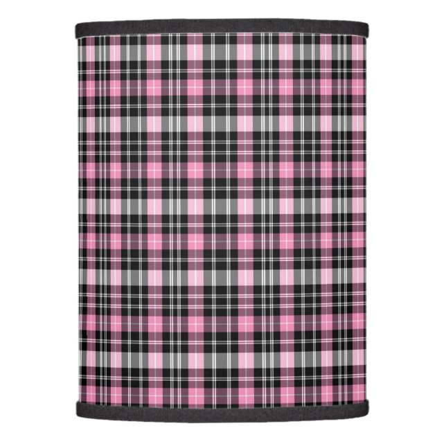 White and Pink plaid Lamp Shade (Front)