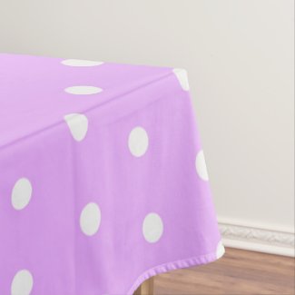 White and pink polka dot, retro geometric pattern tablecloth