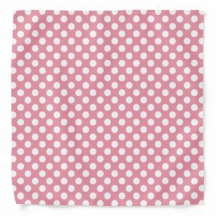 White and pink Polka Dots  Bandana