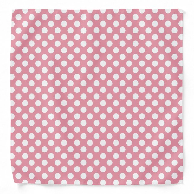 White and pink Polka Dots  Bandana (Front)
