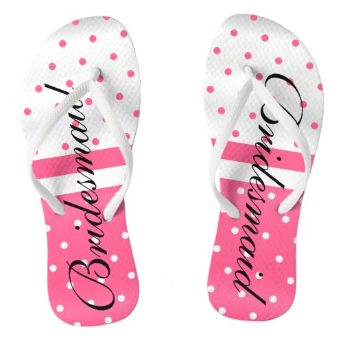 White and Pink Polka Dots _ Bridesmaid Flip Flops