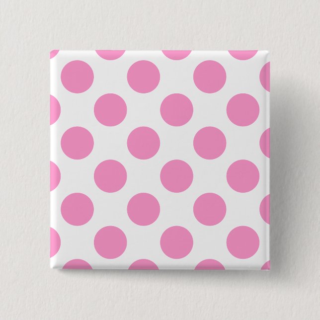 White and Pink Polka Dots Button (Front)