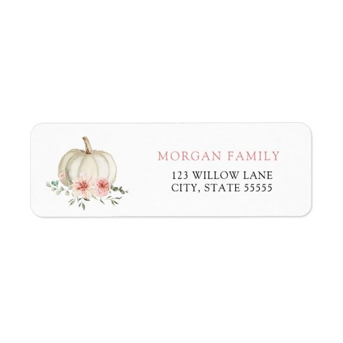 White and Pink Pumpkin Return Address Label