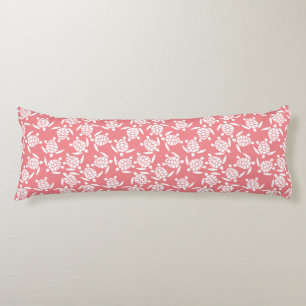 White And Pink Repeat Motif   Sea Turtle Pattern Body Pillow