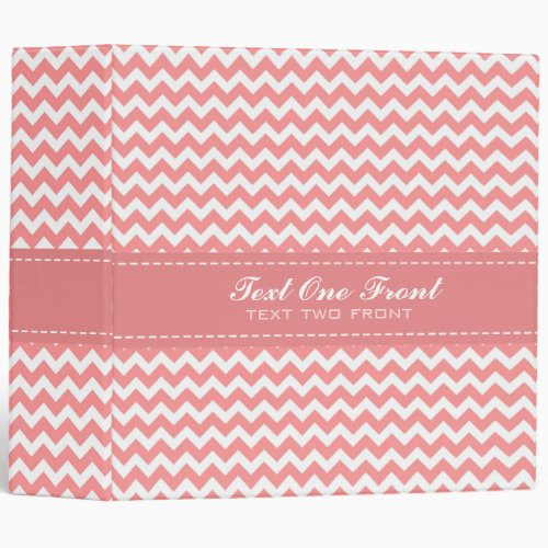 White And Pink Retro Chevron Pattern Binder