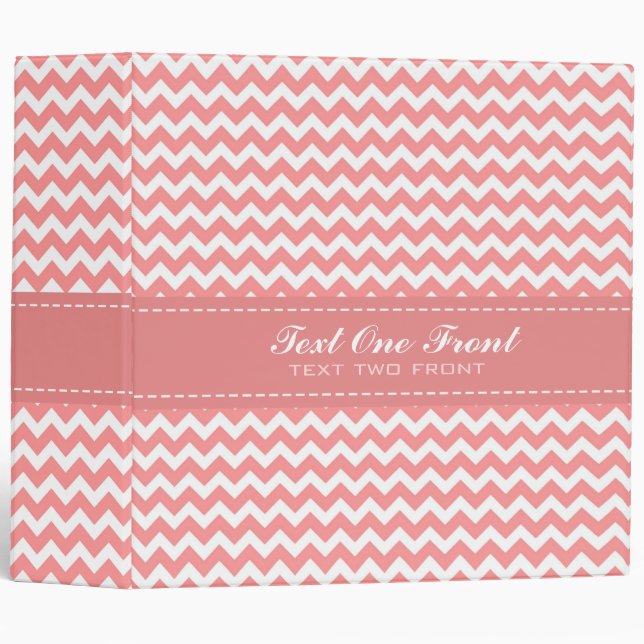 White And Pink Retro Chevron Pattern Binder (Front/Spine)