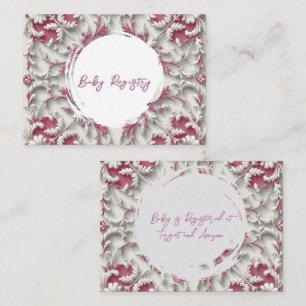 White and Pink Rococo Style Girl Baby Registry Enclosure Card