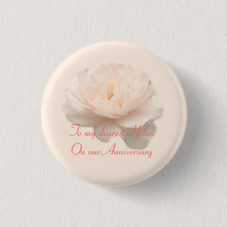 White and pink rose plate button