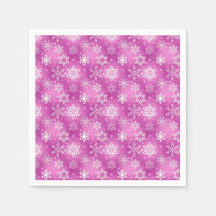 White and pink snowflake pattern napkins