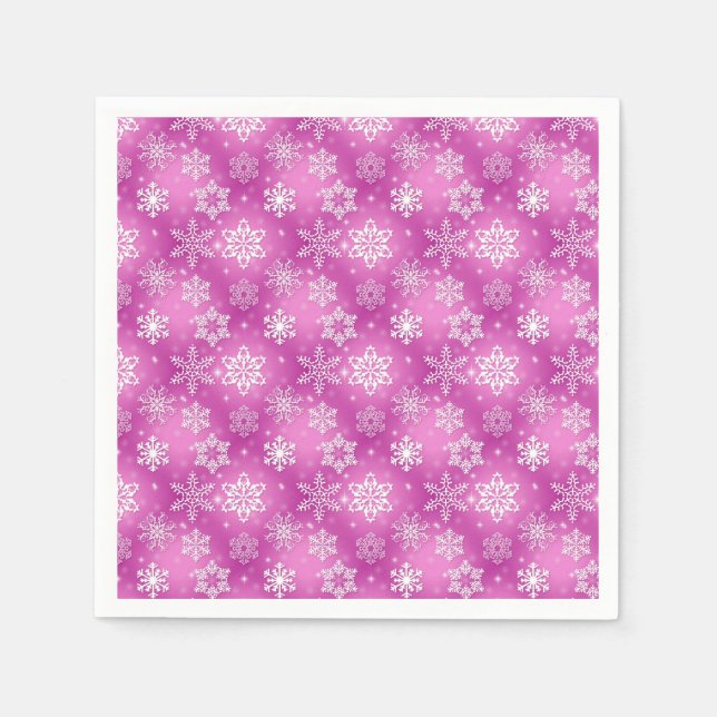 White and pink snowflake pattern napkins (Front)