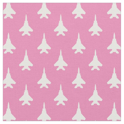 White and Pink Strike Eagle Fighter Jet Pattern Fabric