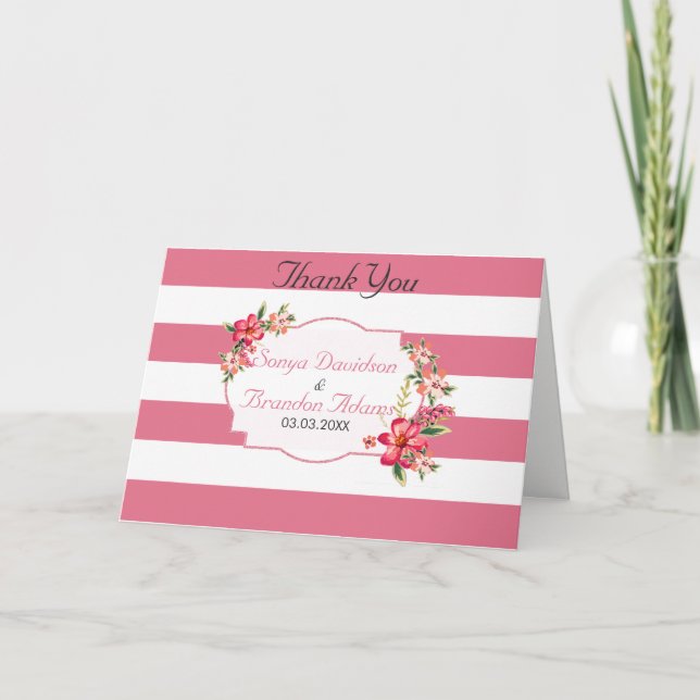 White And Pink Stripes Pattern - Thank You (Front)