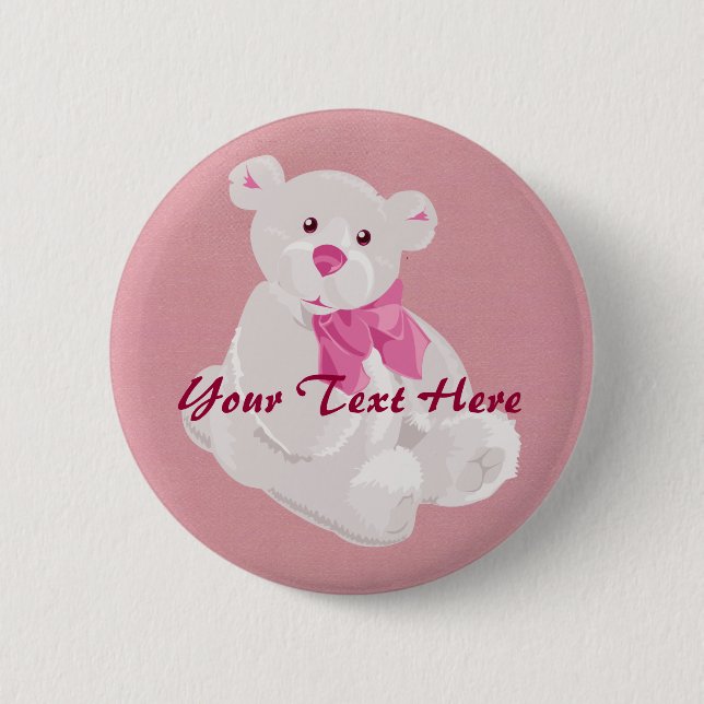 White and Pink Teddy Button (Front)