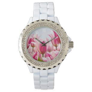 White and pink tulips   watch