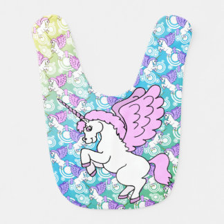 White and Pink Unicorn Baby Bib