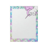 White and Pink Unicorn Cute Notepad (Rotated)