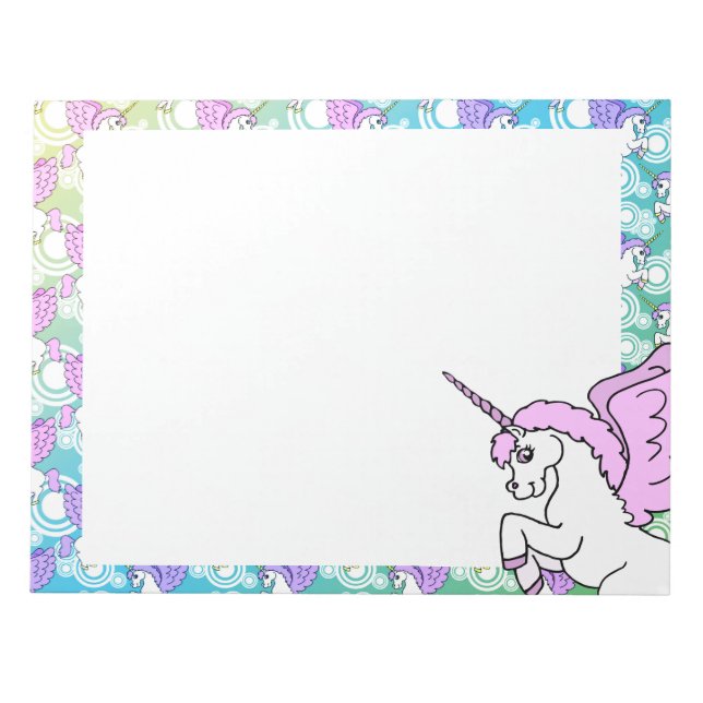White and Pink Unicorn Cute Notepad (Front)