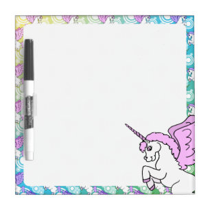 White and Pink Unicorn Dry-Erase Board
