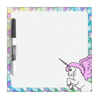 White and Pink Unicorn Dry-Erase Board