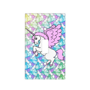 White and Pink Unicorn Light Switch Cover