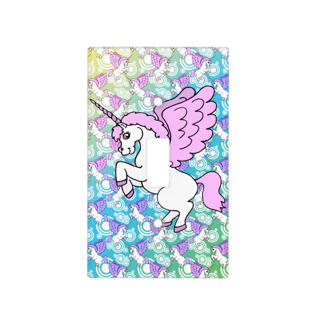 White and Pink Unicorn Light Switch Cover (Front)