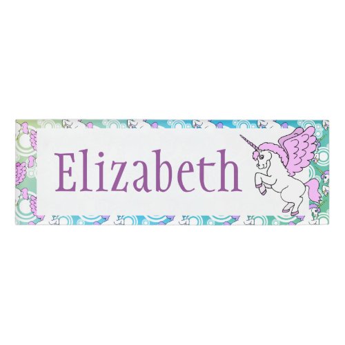 White and Pink Unicorn Name Tag