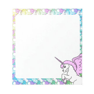 White and Pink Unicorn Notepad