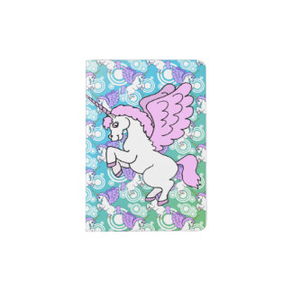 White and Pink Unicorn Passport Holder