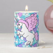 White and Pink Unicorn Pillar Candle (In Situ)