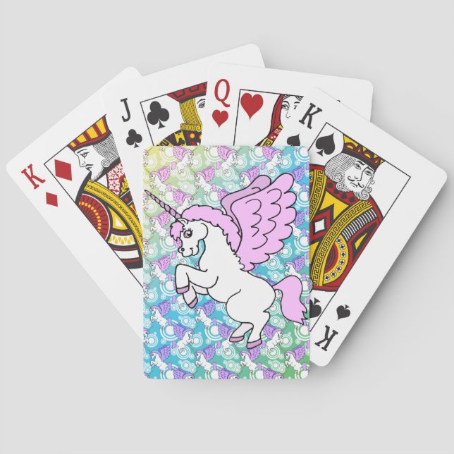 White and Pink Unicorn Poker Cards (Back)
