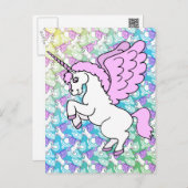 White and Pink Unicorn Postcard (Front/Back)