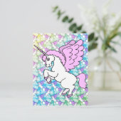White and Pink Unicorn Postcard (Standing Front)