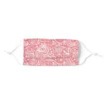 White and pink vintage floral paisley adult cloth face mask